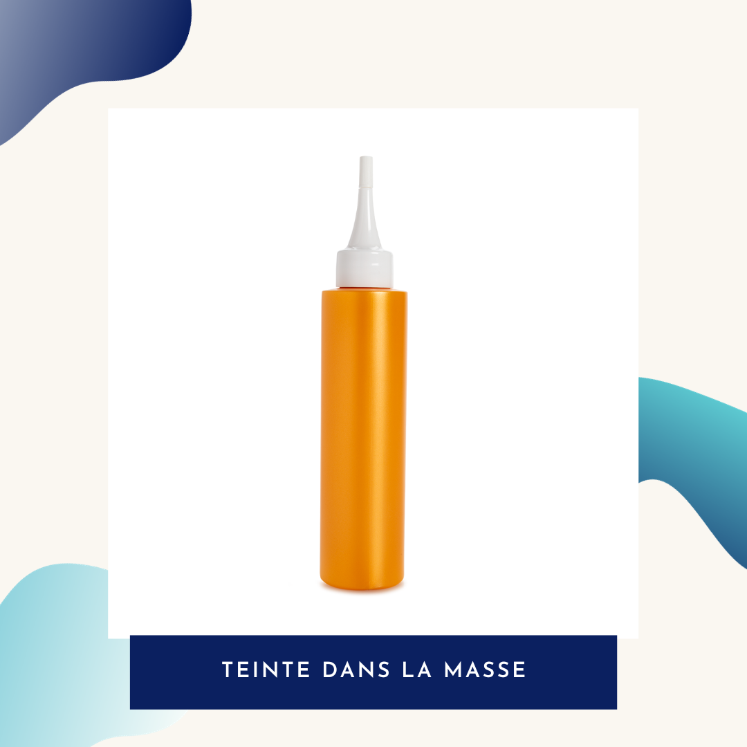Flacon en plastique teinte dans la masse orange